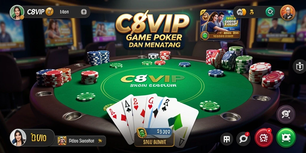 Screenshot gameplay C8VIP yang menampilkan suasana seru saat bermain Poker.