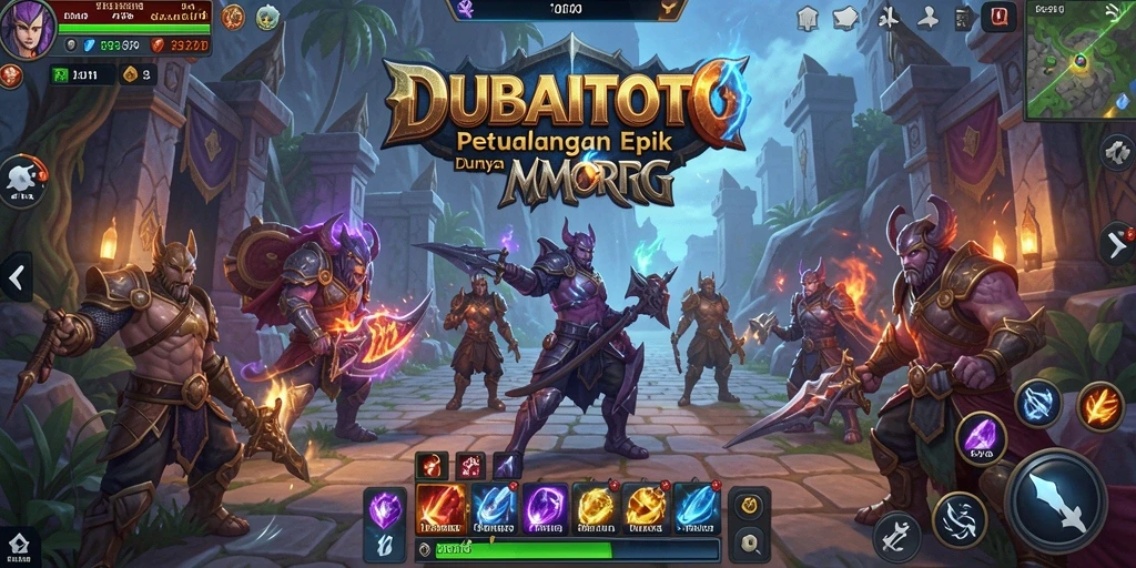 Screenshot gameplay DUBAITOTO menampilkan aksi pertarungan yang mendebarkan dan dunia yang kaya.