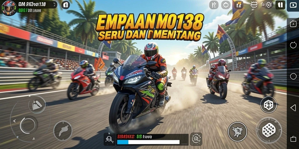 Tampilan gameplay seru dalam balapan motor EMPATI138.