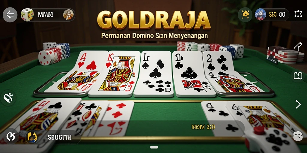 Tampilan gameplay seru di GOLDRAJA dengan kartu domino
