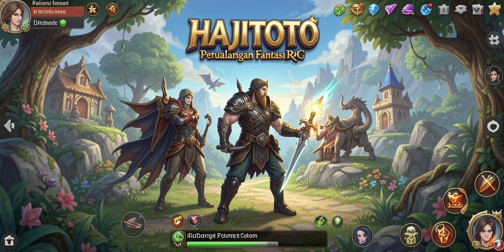 Tampilan screenshot <strong>HAJITOTO</strong> menampilkan pertarungan epik dalam dunia RPG.