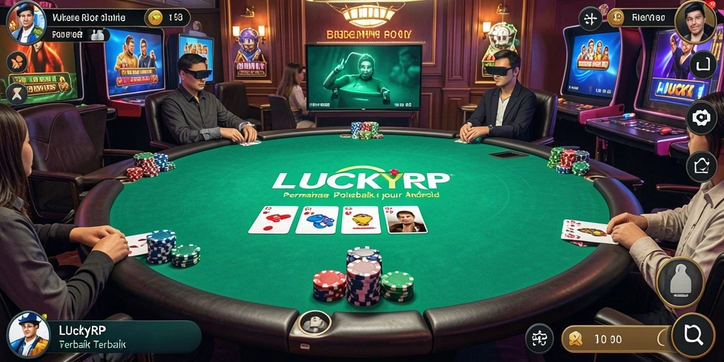 Screenshot gameplay LUCKYRP menampilkan aksi seru permainan poker online.