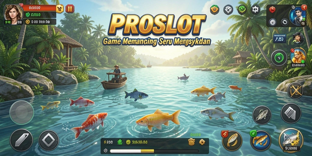 Screenshot gameplay PROSLOT menampilkan aksi memancing yang seru dan grafis yang memukau.