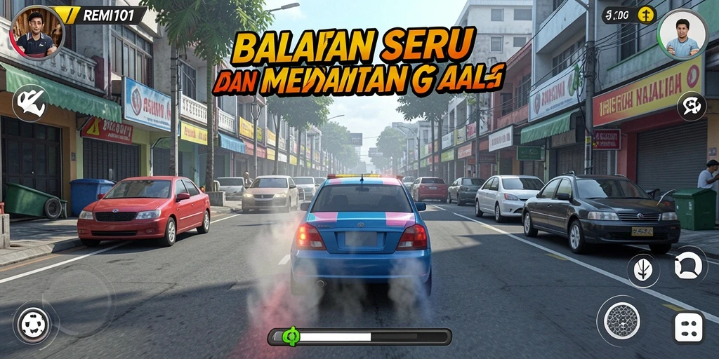 Tangkapan layar gameplay REMI101 yang menunjukkan aksi balap yang mendebarkan.