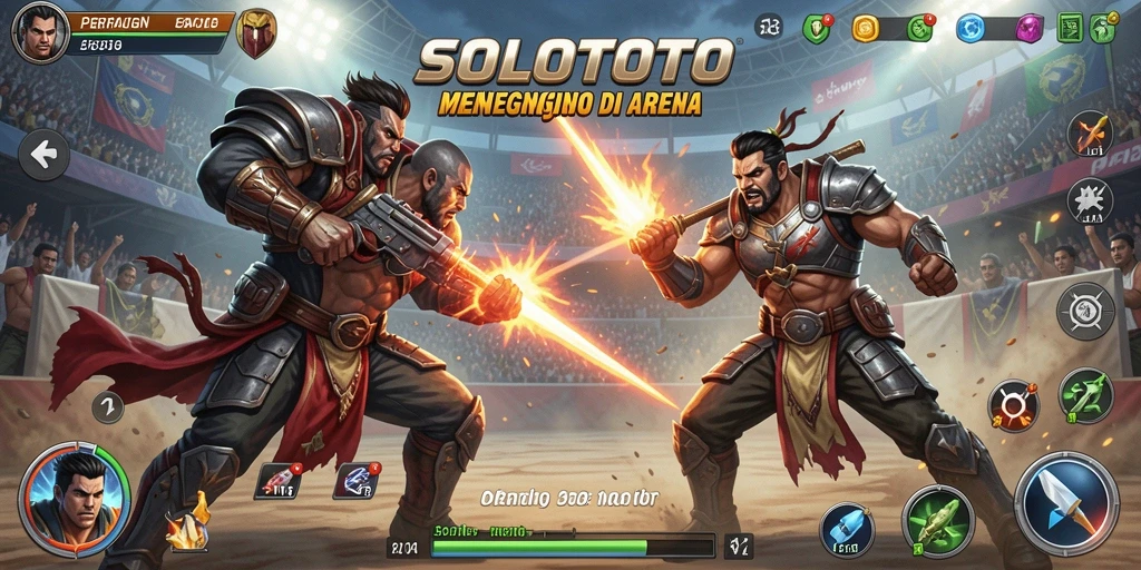 Gameplay seru SOLOTOTO dalam aksi pertarungan yang menegangkan.