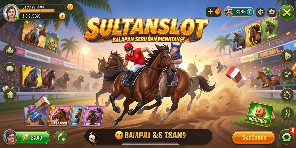 Tampilan seru balapan SULTANSLOT dengan mobil kencang.