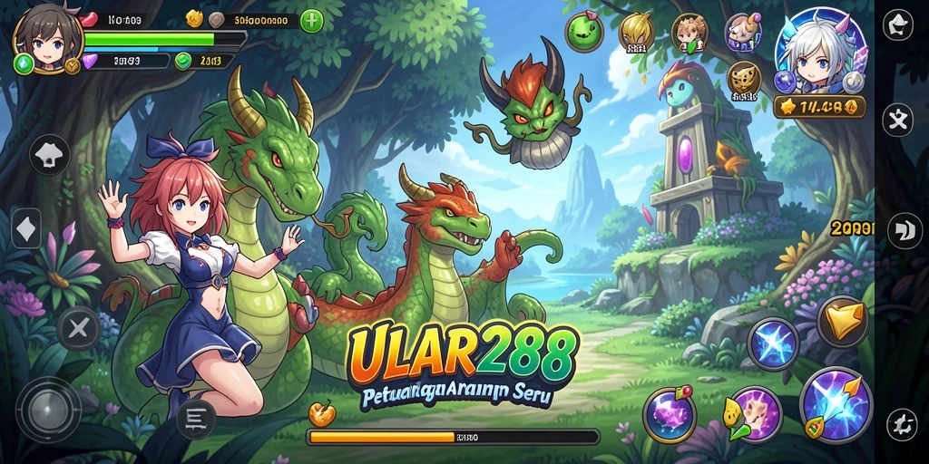 Tampilan utama gameplay ULAR288 dengan karakter Anime yang dinamis.