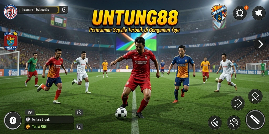 Tampilan gameplay UNTUNG88 menampilkan aksi seru di lapangan sepak bola.